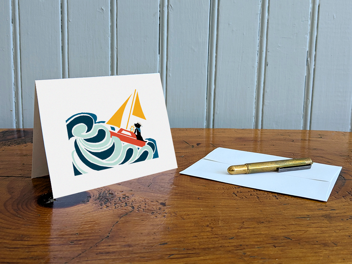 Sailing Pup Blank Greeting Card