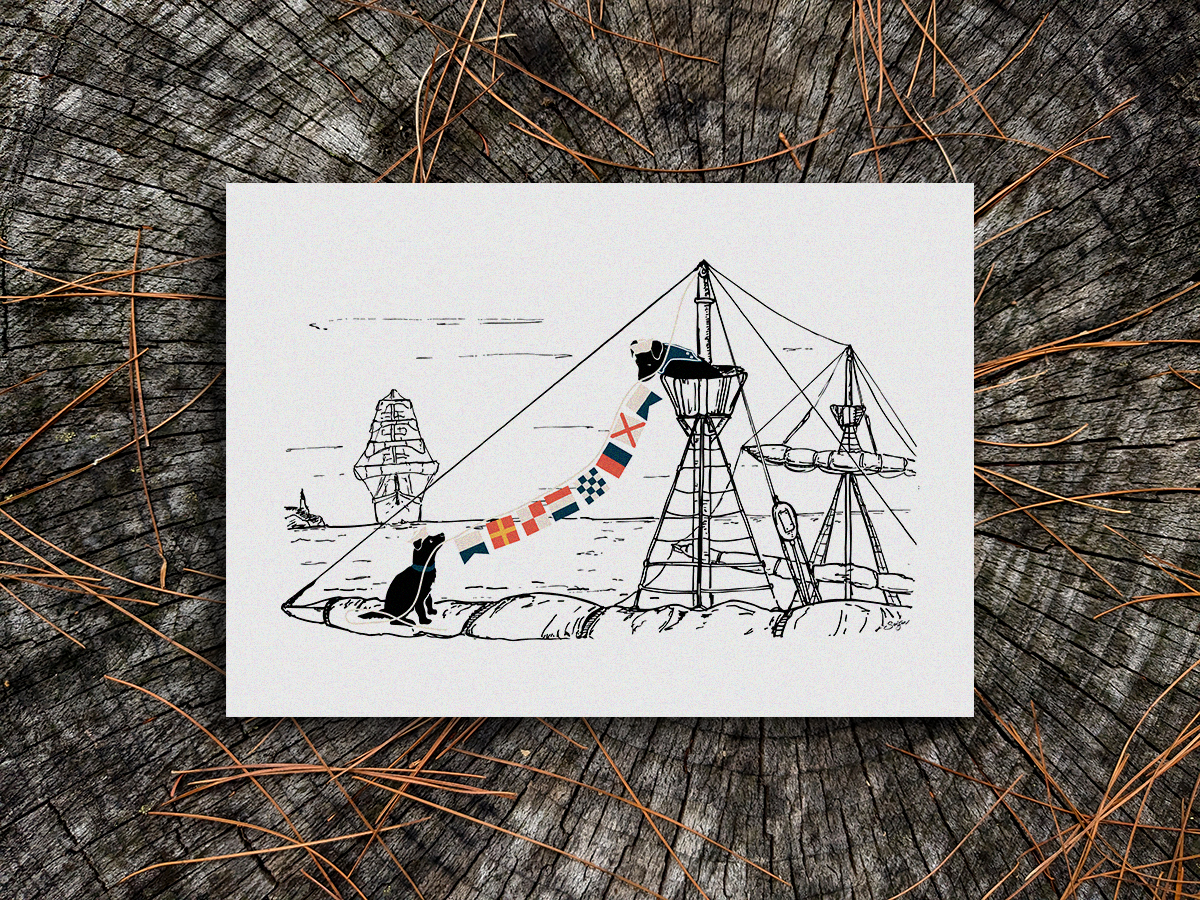Nautical Flag Pup Print | Nautical Adventure Dog