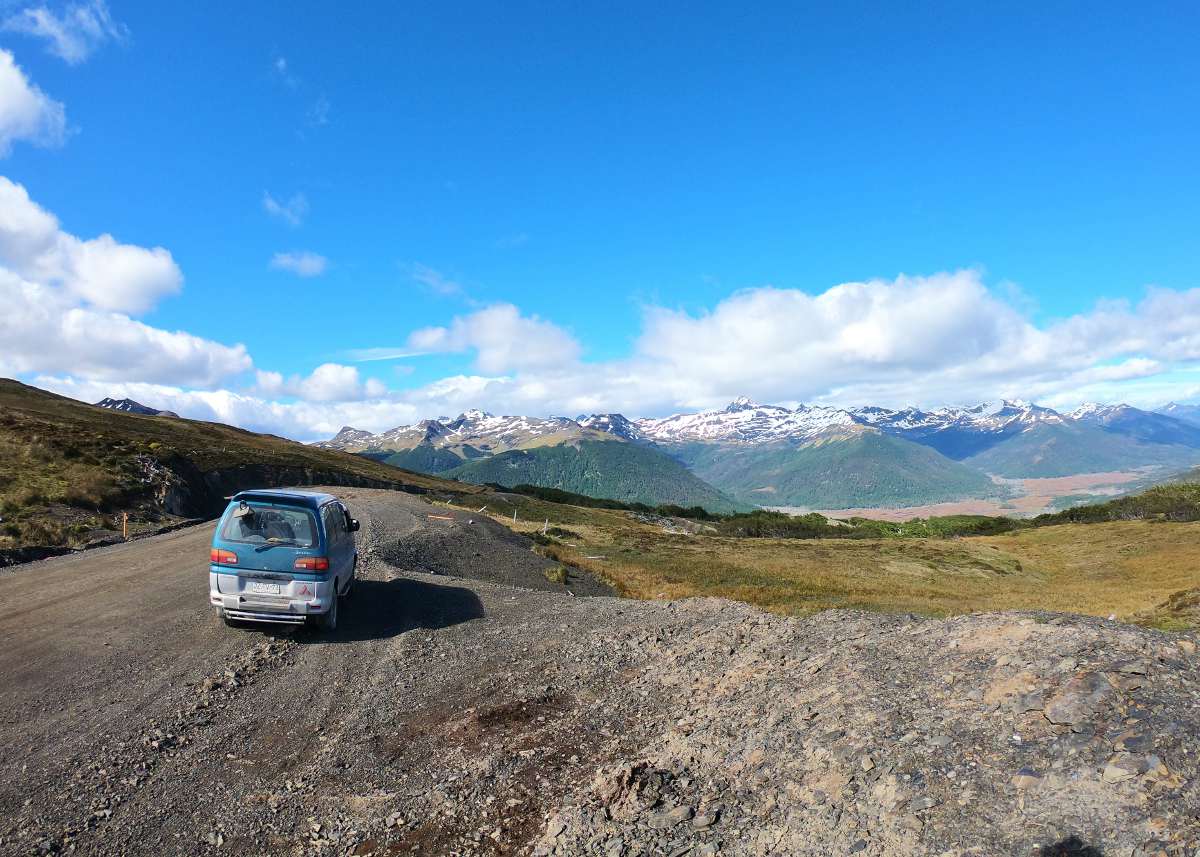 An incredible view of the mountains in the south of Tierra del Fuego from route Y-85